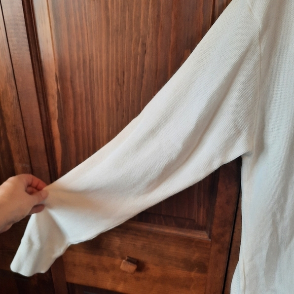 Vintage off white Grandpa style v-neck knit cardigan sweater unisex - Picture 5 of 9